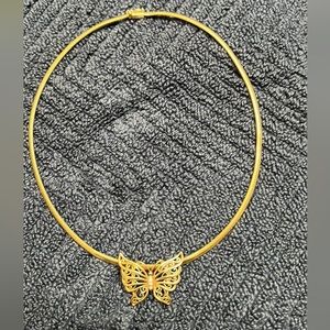 14K solid gold omega chain (16”) with butterfly pendant